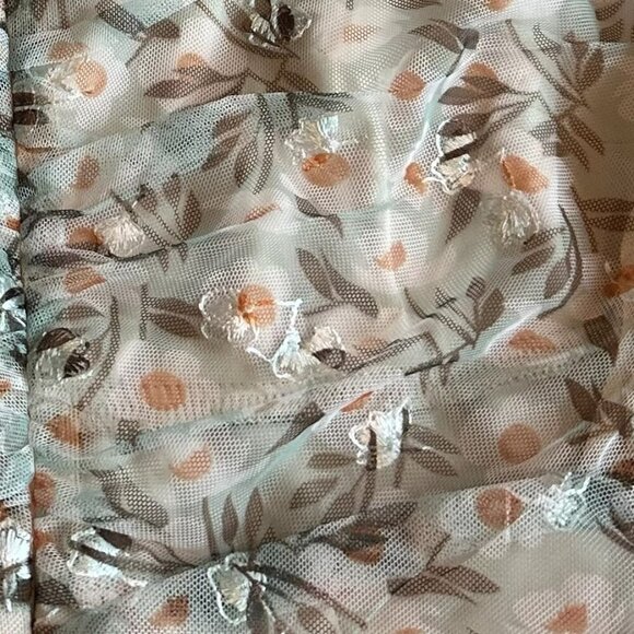 Selfie Leslie First Class Long Sleeve Ruched Mesh Dress Floral Mini Medium NWT - Picture 9 of 13